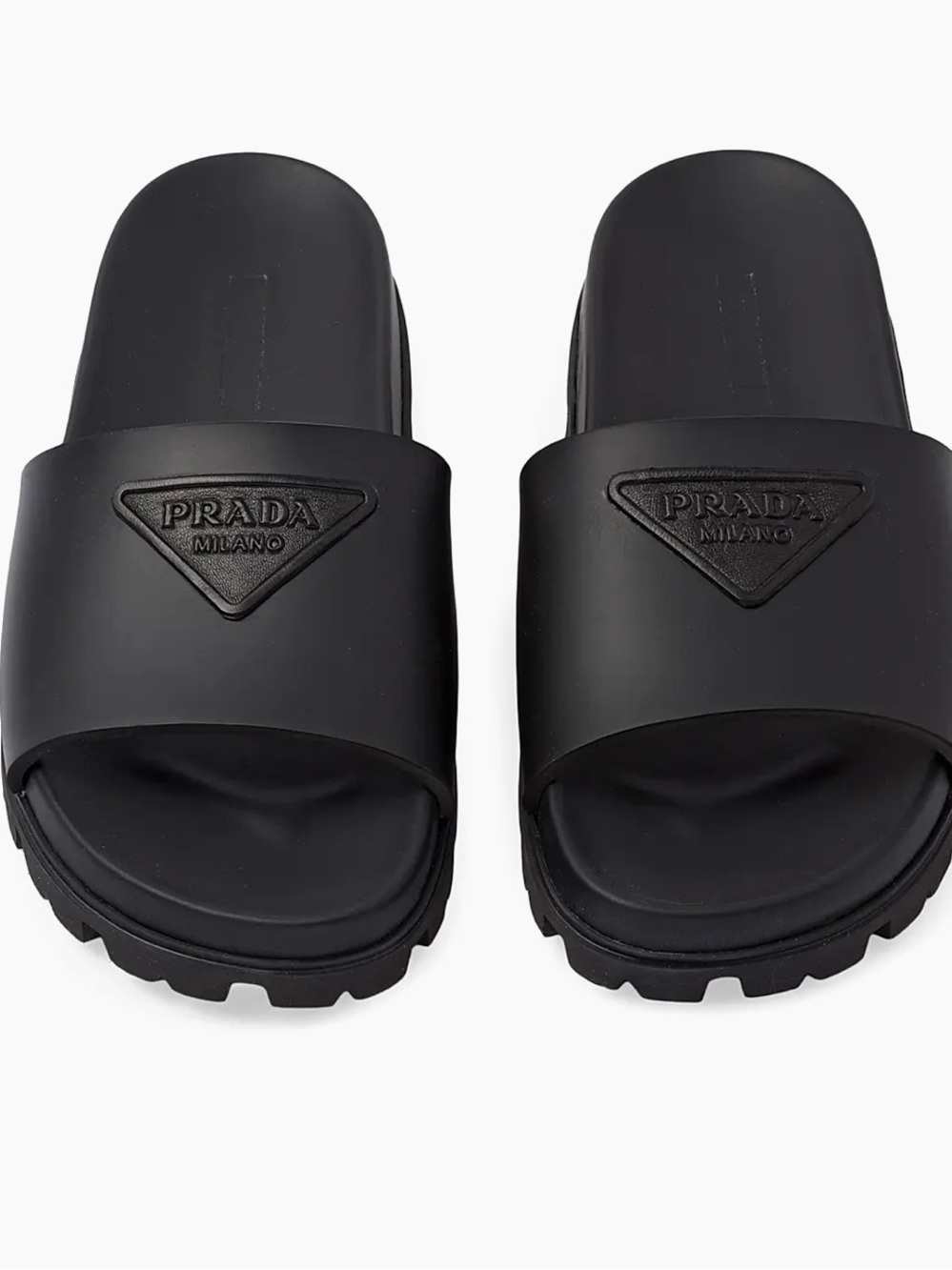 Prada Black Logo Rubber Slide Sandals